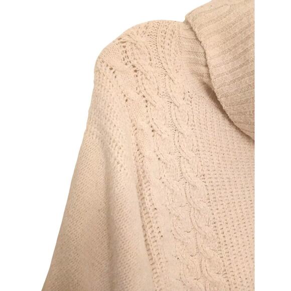 Simply Vera Wang Sweater Plus XXL Beige Chunky Cableknit LAGENLOOK Cowl Relaxed - Picture 7 of 16